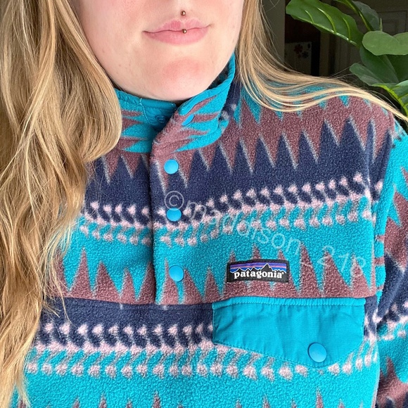 Patagonia Synchilla Snap-T Fleece Pullover Large Laughing Waters Elwha Blue L - Picture 1 of 10